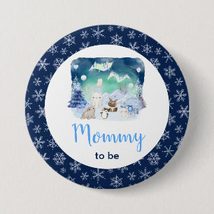 Northern Lights Arctic Animals Mommy To Be 3 Inch Round Button