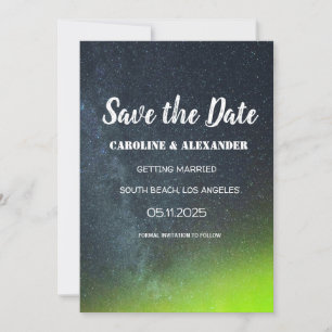 Northern Lights Aurora Borealis Galaxy Sky Wedding Save The Date