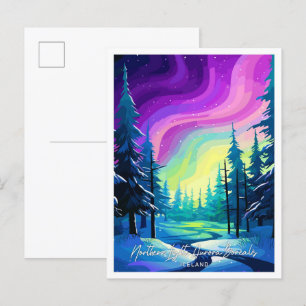 Northern Lights Aurora Borealis illustration Postcard