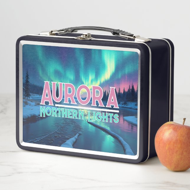 Northern Lights Aurora Borealis Metal Lunch Box (In Situ)