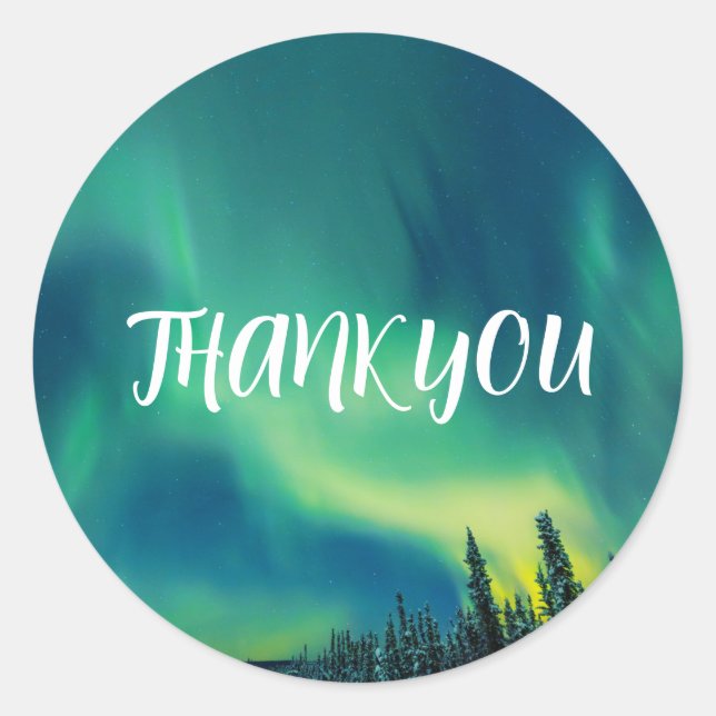 Northern Lights Aurora Borealis Night Sky Wedding  Classic Round Sticker (Front)