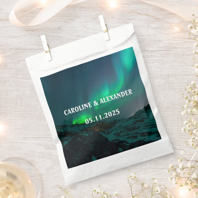 Northern Lights Aurora Borealis Night Sky Wedding  Favour Bag (Clipped)