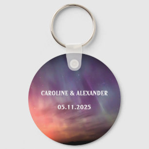 Northern Lights Aurora Borealis Night Sky Wedding Keychain