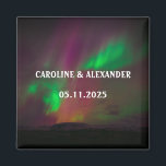 Northern Lights Aurora Borealis Night Sky Wedding  Magnet<br><div class="desc">Northern lights,  Aurora Borealis Wedding magnet. Night sky,  stars,  mountain magnet. Personalize with your Names and the date of the Wedding.</div>