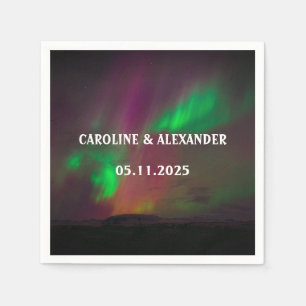 Northern Lights Aurora Borealis Night Sky Wedding  Napkin