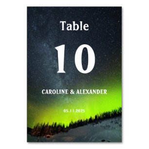 Northern Lights Aurora Borealis Night Sky Wedding Table Number