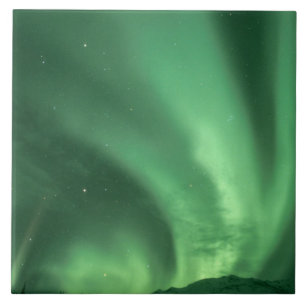 Northern lights, Aurora borealis, over foothills Tile