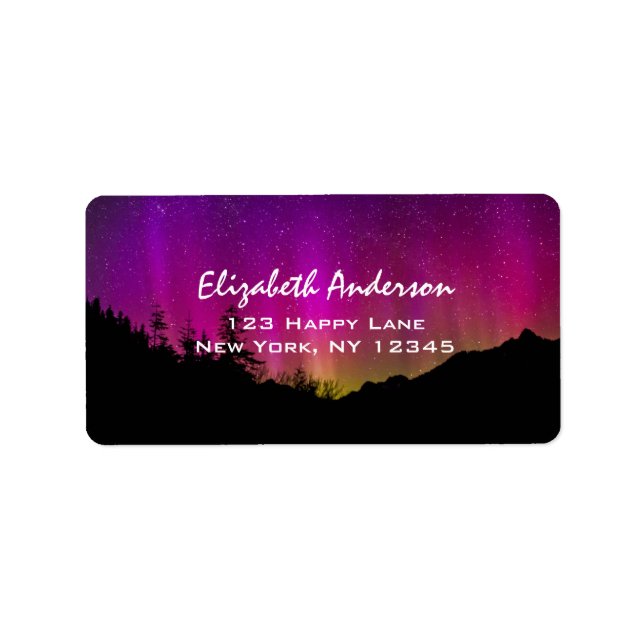 Northern Lights Aurora Borealis Starry Night Sky Label (Front)