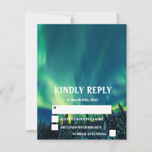 Northern Lights Aurora Borealis Stars Wedding RSV RSVP Card