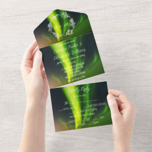 Northern Lights Aurora Borealis Wedding  All In One Invitation
