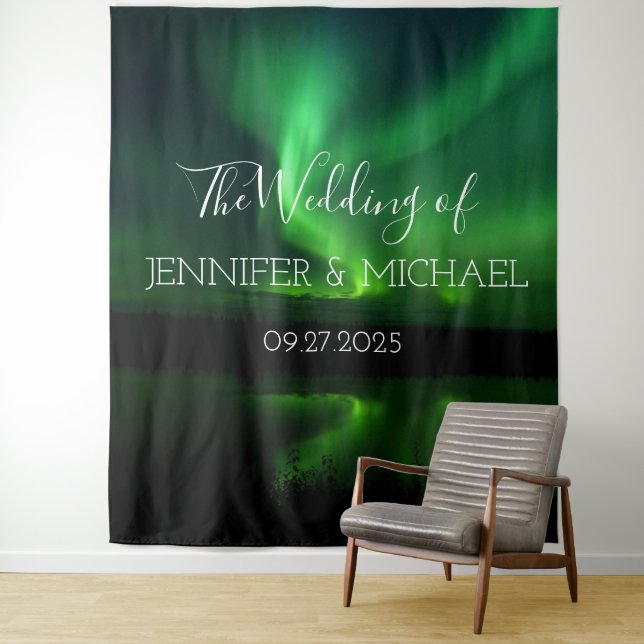 Northern Lights Aurora Borealis Wedding Tapestry (In Situ)