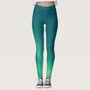 Northern Lights Aurora Borealis Yoga Pants Green