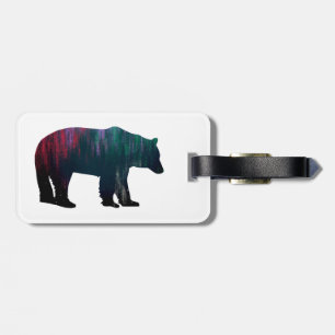 Northern Lights Bear Luggage Tag