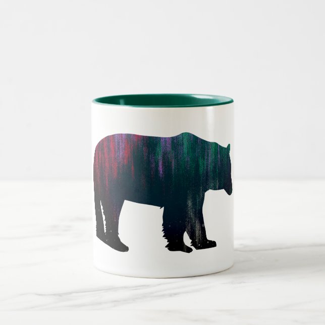 Northern Lights Bear Two-Tone Coffee Mug (Center)