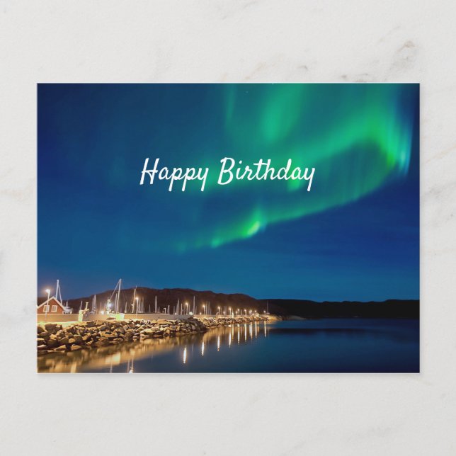 Northern Lights Birthday Postcard (Front)