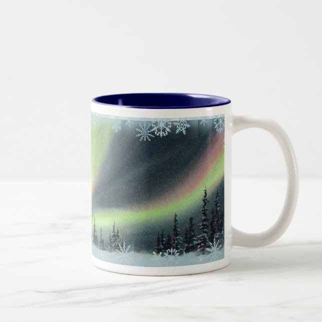 NORTHERN LIGHTS by SHARON SHARPE Two-Tone Coffee Mug (Right)