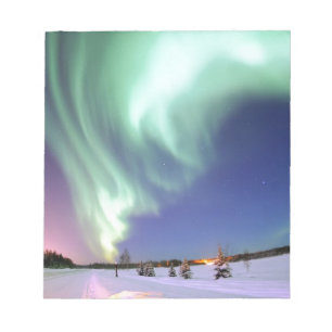 Northern Lights Chic Ribbon Of Lights Jade Glow Notepad