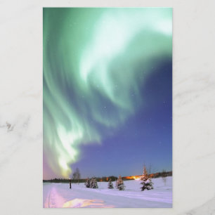 Northern Lights Chic Ribbon Of Lights Jade Glow Stationery
