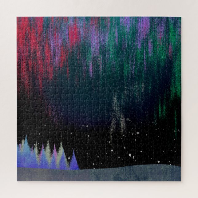 Northern Lights Contemporary Landscape Jigsaw Puzzle (Vertical)