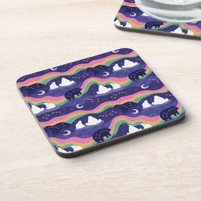 Northern Lights Cork-Backed Coasters (Left Side)