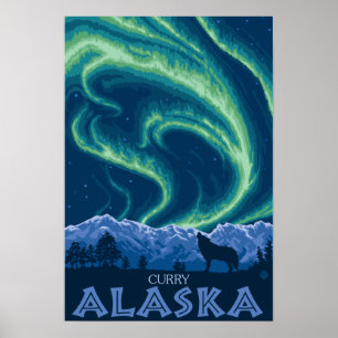 Northern Lights - Curry, Alaska Poster