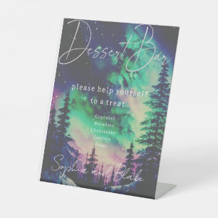 Northern Lights Dessert Bar Wedding Pedestal Sign