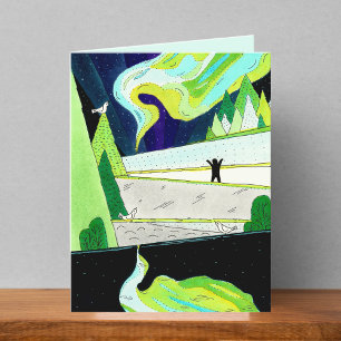 Northern Lights Drawing Blank Card