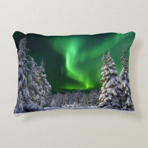 Northern lights during winter accent pillow