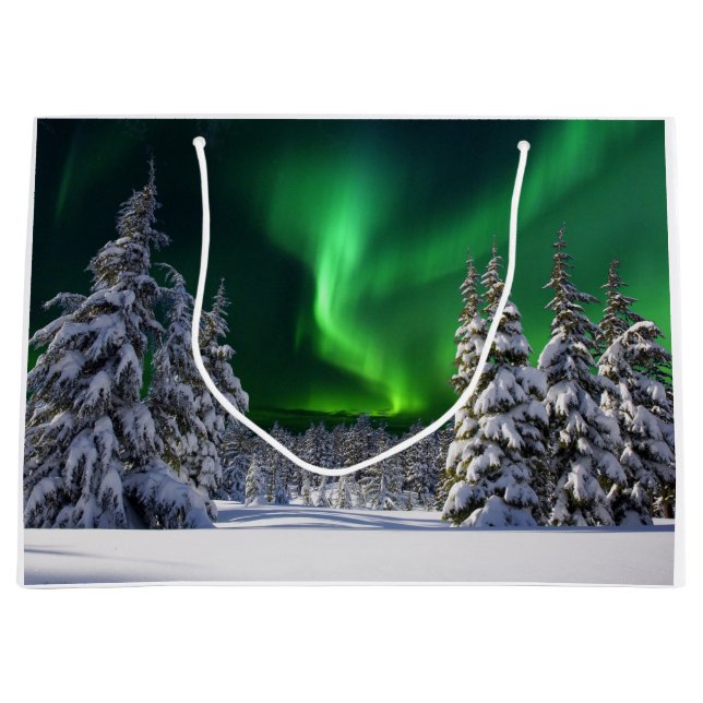 Northern lights during winter large gift bag (Front)