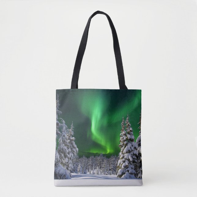 Northern lights during winter tote bag (Front)
