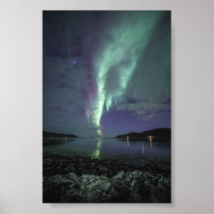 Northern Lights fjord Poster