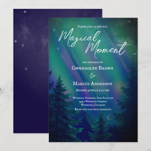 Northern Lights Forrest Magical Moment Wedding Invitation