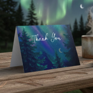 Northern Lights Forrest Magical Moment Wedding Thank You Card