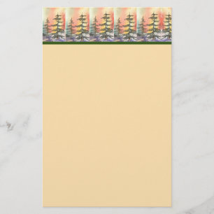 Northern Lights Gold Stationery
