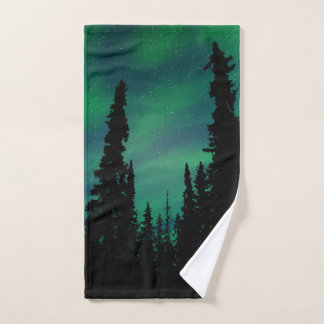 Northern Lights Green Night Sky Forest Bath Towel Set