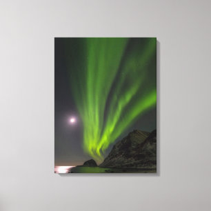 Northern LightS Haukland Beach Island Norway Canvas Print