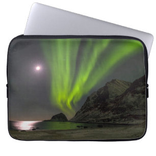 Northern LightS   Haukland Beach Island Norway Laptop Sleeve
