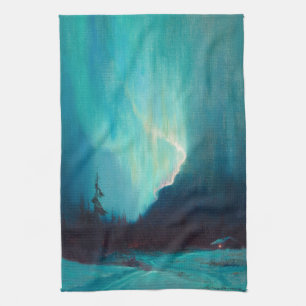 Northern Lights, Juneau, Alaska by Sydney Laurence Kitchen Towel