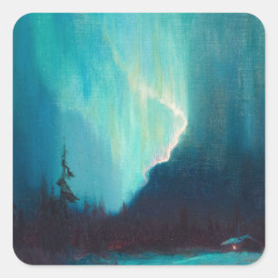 Northern Lights, Juneau, Alaska by Sydney Laurence Square Sticker