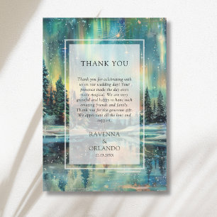 Northern Lights Lake Forest Night Thank You Card