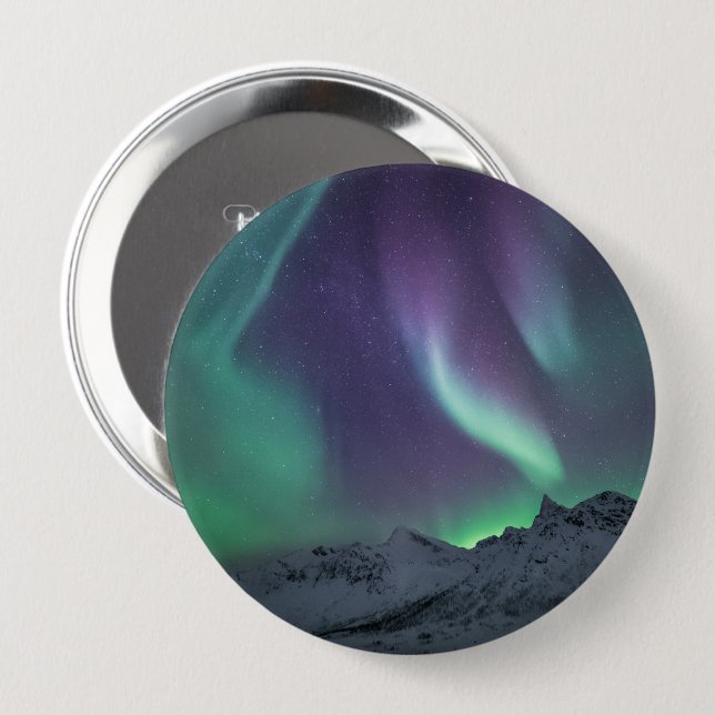 Northern Lights Landscape Photo 4 Inch Round Button (Front & Back)