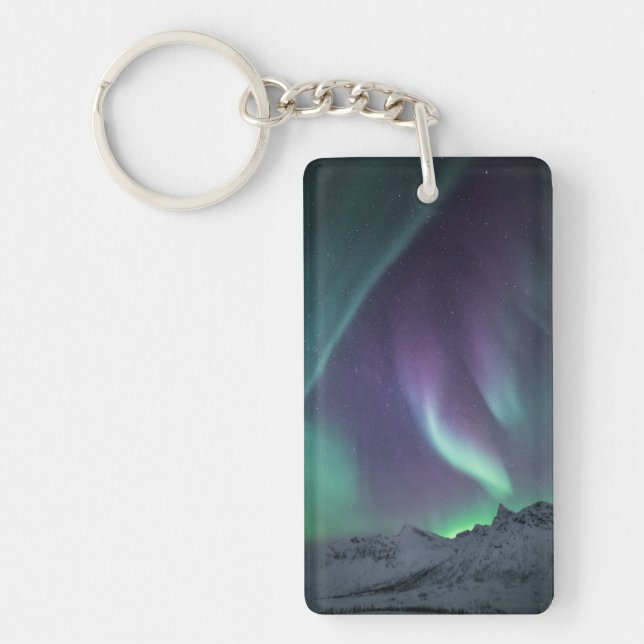 Northern Lights Landscape Photo Keychain (Front)