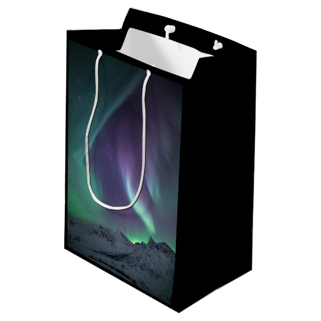 Northern Lights Landscape Photo Medium Gift Bag (Back Angled)