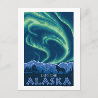 Northern Lights - Latouche, Alaska Postcard