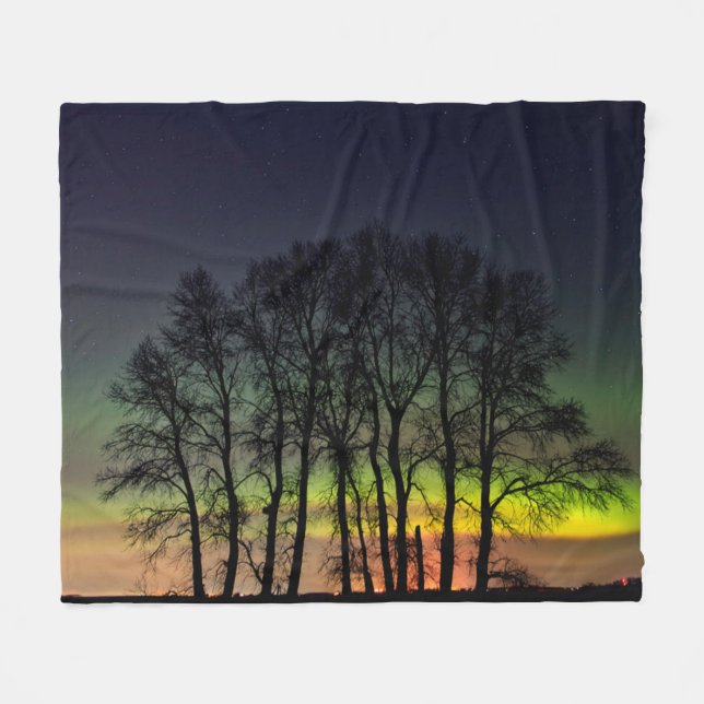 Northern Lights | Manitoba Canada Grande Pointe Fleece Blanket (Front (Horizontal))