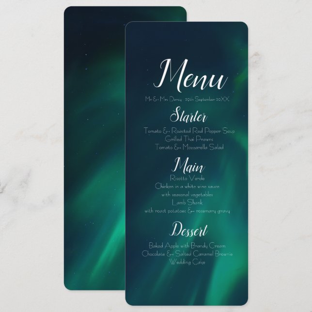 Northern Lights Menu Invitation (Front/Back)