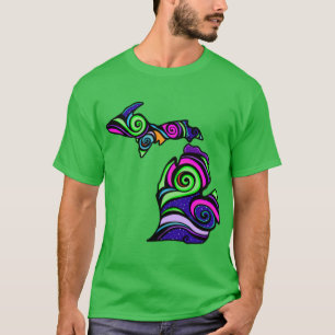 Northern Lights Michigan Aurora Colors and Night S T-Shirt
