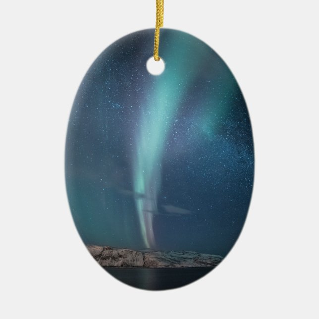 Northern Lights Milky Way Ceramic Ornament (Front)
