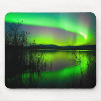 Northern lights mirrored on lake mouse pad