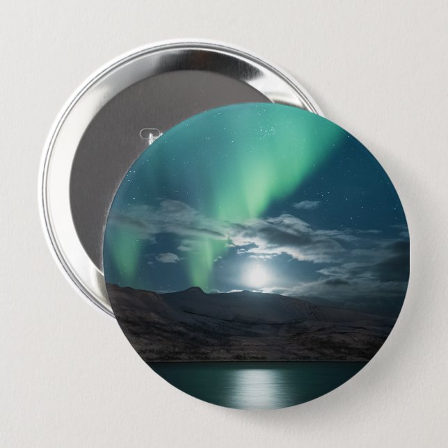 Northern Lights Moonlight 4 Inch Round Button (Front & Back)